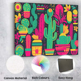 Colourful Neon Cactus Botanical Desert Pattern Canvas Wall Art Print Decor Picture Ready to Hang