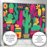 Colourful Neon Cactus Botanical Desert Pattern Canvas Wall Art Print Decor Picture Ready to Hang