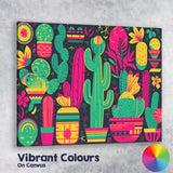 Colourful Neon Cactus Botanical Desert Pattern Canvas Wall Art Print Decor Picture Ready to Hang
