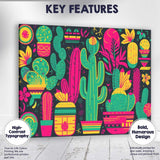 Colourful Neon Cactus Botanical Desert Pattern Canvas Wall Art Print Decor Picture Ready to Hang