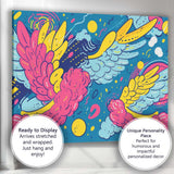 Colourful Flying Birds with Decorative Wings Illustration Canvas Wall Art Print Decor Picture Ready to Hang
