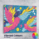 Colourful Flying Birds with Decorative Wings Illustration Canvas Wall Art Print Decor Picture Ready to Hang