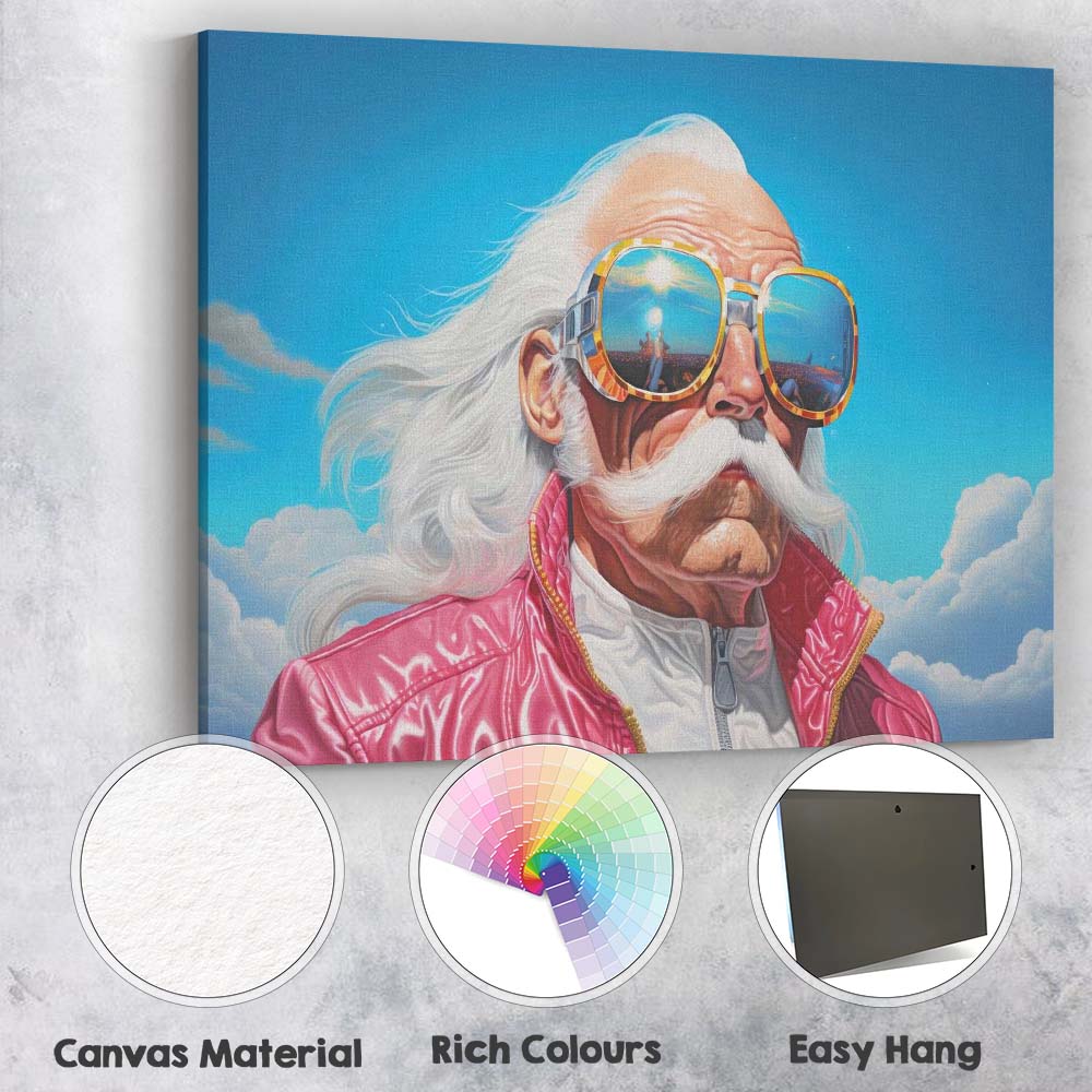 Stylish Elderly Gentleman in Pink Jacket Portrait Canvas Wall Art Print Decor Picture Ready to Hang