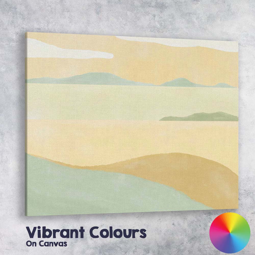 Minimalist Pastel Coastal Hills and Lake Landscape Canvas Wall Art Print Decor Picture Ready to Hang