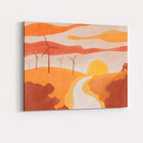 Minimalist Wind Turbine Sunset Landscape Canvas Wall Art Print Decor Picture Ready to Hang