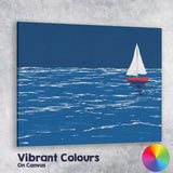 Minimalist White Sailboat Blue Ocean Seascape Illustration Canvas Wall Art Print Decor Picture Ready to Hang