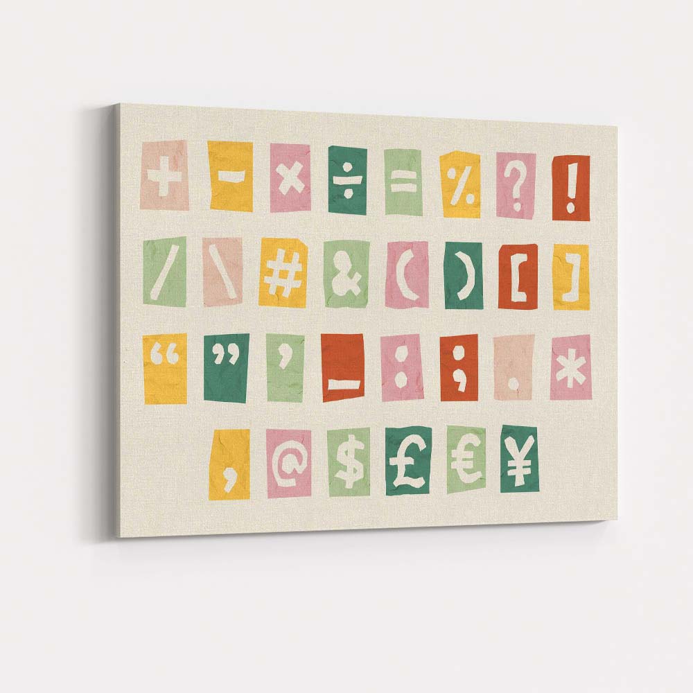 Colourful Hand Drawn Typography Symbols Graphic Design Poster Canvas Wall Art Print Decor Picture Ready to Hang