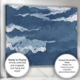 Indigo Watercolour Ocean Waves Coastal Abstract Painting Canvas Wall Art Print Decor Picture Ready to Hang