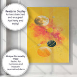 Vibrant Yellow Abstract Solar System Planetary Space Illustration Canvas Wall Art Print Decor Picture Ready to Hang