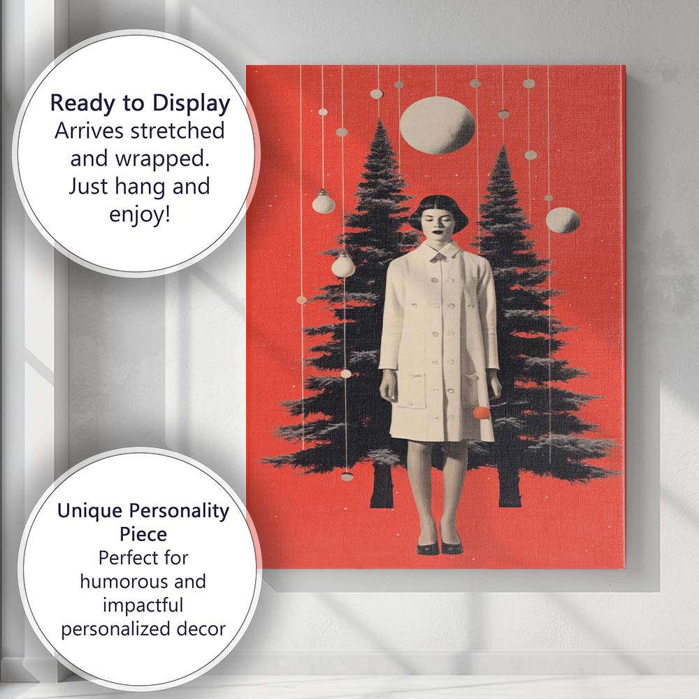 Surreal Woman Forest Moon Collage Contemporary Canvas Wall Art Print Decor Picture Ready to Hang