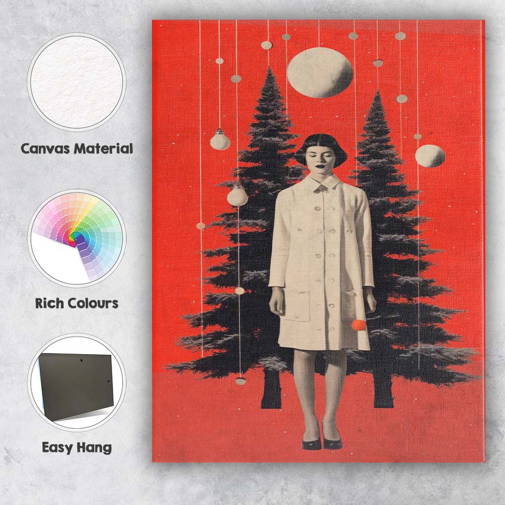 Surreal Woman Forest Moon Collage Contemporary Canvas Wall Art Print Decor Picture Ready to Hang