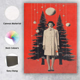 Surreal Woman Forest Moon Collage Contemporary Canvas Wall Art Print Decor Picture Ready to Hang