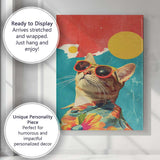 Trendy Ginger Cat In Tropical Shirt Retro Pop Art Portrait Canvas Wall Art Print Decor Picture Ready to Hang