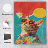 Trendy Ginger Cat In Tropical Shirt Retro Pop Art Portrait Canvas Wall Art Print Decor Picture Ready to Hang