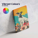 Cute Jack Russell Dog Floral Garden Collage Pop Art Canvas Wall Art Print Decor Picture Ready to Hang