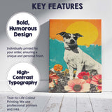 Cute Jack Russell Dog Floral Garden Collage Pop Art Canvas Wall Art Print Decor Picture Ready to Hang