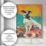 Cute Jack Russell Dog Floral Garden Collage Pop Art Canvas Wall Art Print Decor Picture Ready to Hang