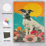 Cute Jack Russell Dog Floral Garden Collage Pop Art Canvas Wall Art Print Decor Picture Ready to Hang