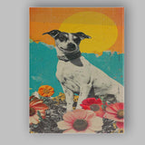 Cute Jack Russell Dog Floral Garden Collage Pop Art Canvas Wall Art Print Decor Picture Ready to Hang