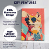Cool Shiba Inu Dog Wearing Sunglasses Floral Pop Art Portrait Canvas Wall Art Print Decor Picture Ready to Hang