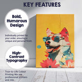 Happy Husky Dog Wearing Aviator Sunglasses Floral Collage Canvas Wall Art Print Decor Picture Ready to Hang