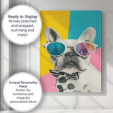 Stylish French Bulldog Wearing Sunglasses Modern Pop Art Portrait Canvas Wall Art Print Decor Picture Ready to Hang