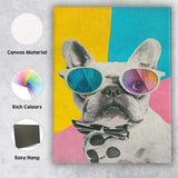 Stylish French Bulldog Wearing Sunglasses Modern Pop Art Portrait Canvas Wall Art Print Decor Picture Ready to Hang