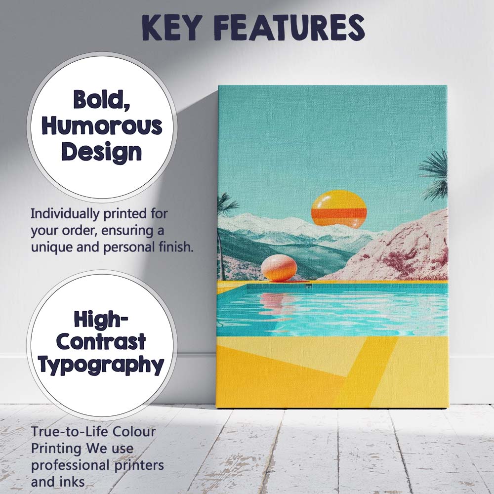 Luxury Mountain View Swimming Pool Contemporary Landscape Canvas Wall Art Print Decor Picture Ready to Hang