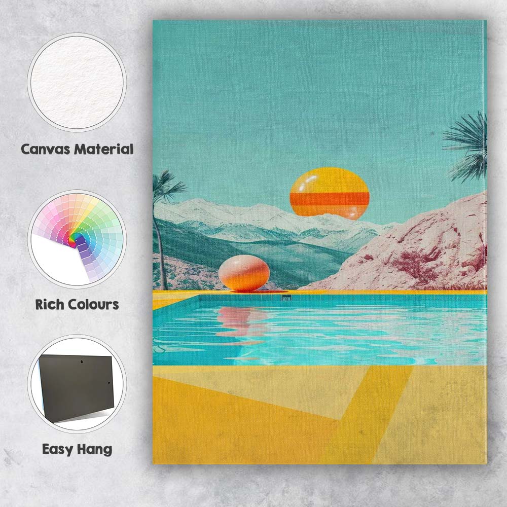 Luxury Mountain View Swimming Pool Contemporary Landscape Canvas Wall Art Print Decor Picture Ready to Hang