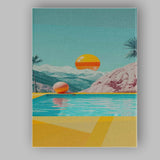 Luxury Mountain View Swimming Pool Contemporary Landscape Canvas Wall Art Print Decor Picture Ready to Hang