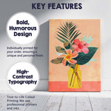 Tropical Hibiscus And Frangipani Botanical Vase Arrangement Canvas Wall Art Print Decor Picture Ready to Hang