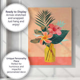 Tropical Hibiscus And Frangipani Botanical Vase Arrangement Canvas Wall Art Print Decor Picture Ready to Hang
