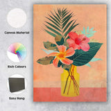 Tropical Hibiscus And Frangipani Botanical Vase Arrangement Canvas Wall Art Print Decor Picture Ready to Hang
