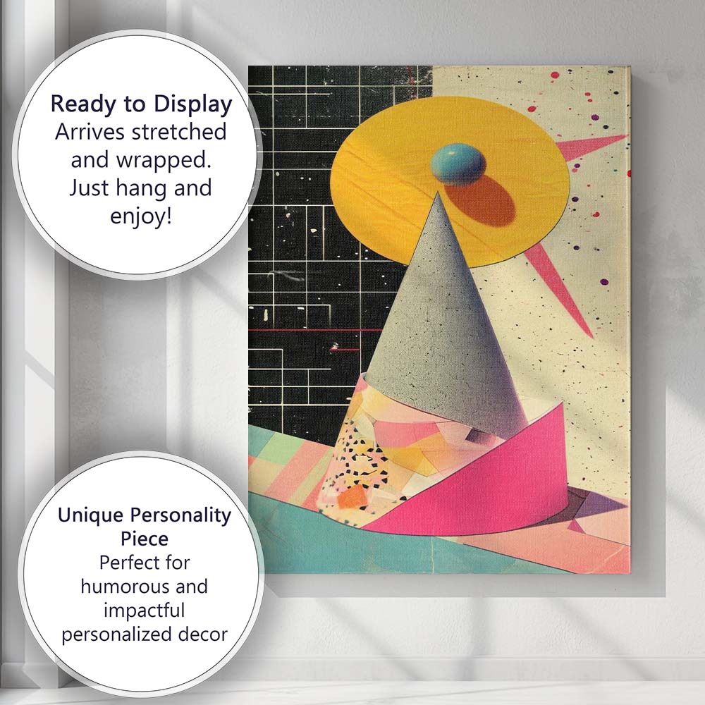 Colourful Abstract Geometric Shapes Mid Century Modern Canvas Wall Art Print Decor Picture Ready to Hang