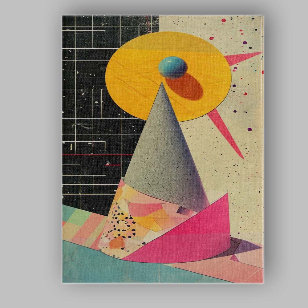 Colourful Abstract Geometric Shapes Mid Century Modern Canvas Wall Art Print Decor Picture Ready to Hang