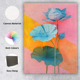 Minimalist Blue Lotus Flower Botanical Contemporary Canvas Wall Art Print Decor Picture Ready to Hang
