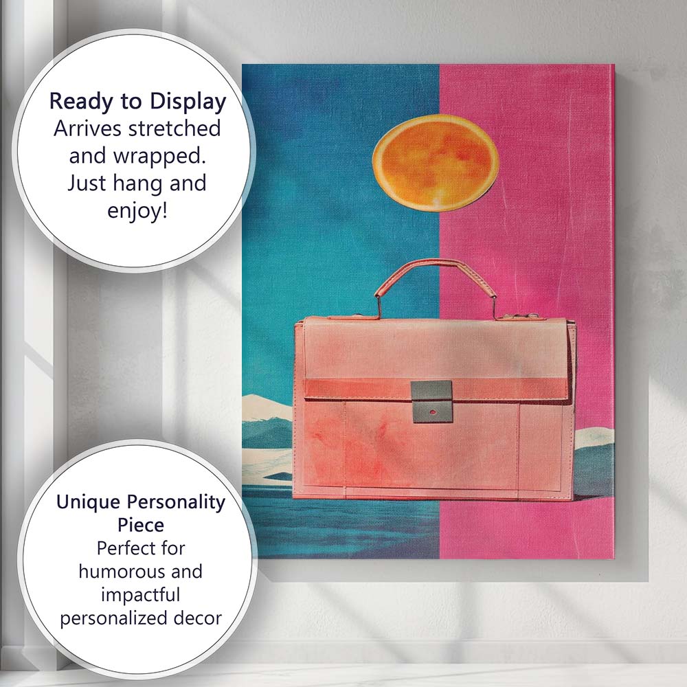 Contemporary Coral Briefcase Pop Art Minimalist Canvas Wall Art Print Decor Picture Ready to Hang