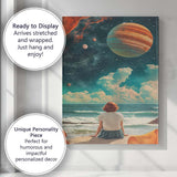 Dreamy Cosmic Ocean Planet Beach Surreal Landscape Canvas Wall Art Print Decor Picture Ready to Hang