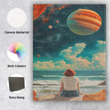 Dreamy Cosmic Ocean Planet Beach Surreal Landscape Canvas Wall Art Print Decor Picture Ready to Hang