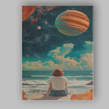 Dreamy Cosmic Ocean Planet Beach Surreal Landscape Canvas Wall Art Print Decor Picture Ready to Hang