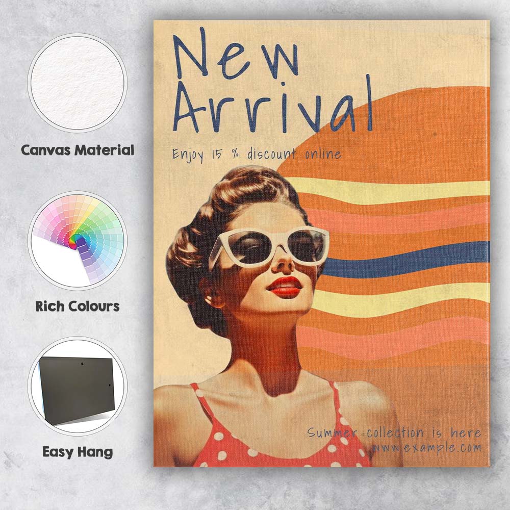 Retro Summer Fashion Woman Sunglasses Advertisement Poster Canvas Wall Art Print Decor Picture Ready to Hang