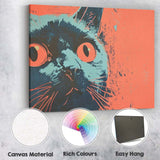 Retro Wide Eyed Black Cat Pop Art Illustration Canvas Wall Art Print Decor Picture Ready to Hang