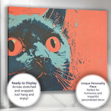 Retro Wide Eyed Black Cat Pop Art Illustration Canvas Wall Art Print Decor Picture Ready to Hang