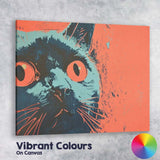 Retro Wide Eyed Black Cat Pop Art Illustration Canvas Wall Art Print Decor Picture Ready to Hang