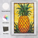 Stained Glass Pineapple Tropical Fruit Mosaic Artwork Canvas Wall Art Print Decor Picture Ready to Hang