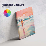 Pastel Coastal Beach Walk Abstract Seascape Figure Painting Canvas Wall Art Print Decor Picture Ready to Hang