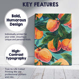 Peach Fruit Botanical Tropical Orchard Pattern Canvas Wall Art Print Decor Picture Ready to Hang