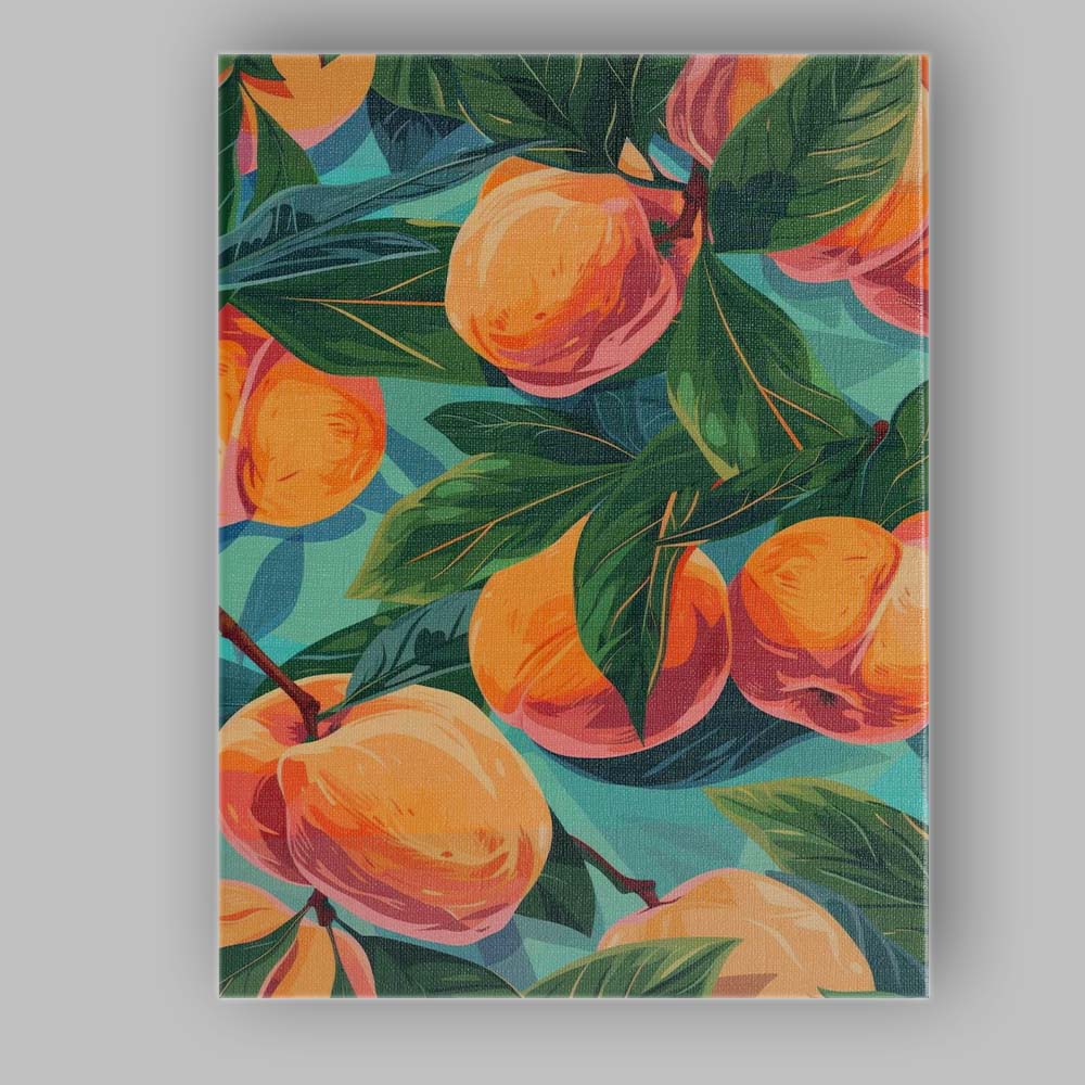 Peach Fruit Botanical Tropical Orchard Pattern Canvas Wall Art Print Decor Picture Ready to Hang