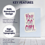 Pink Watercolour You Go Girl Inspirational Typography Canvas Wall Art Print Decor Picture Ready to Hang