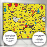 Colourful Emoji Faces Pop Art Collage Illustration Canvas Wall Art Print Decor Picture Ready to Hang